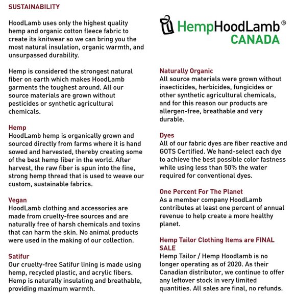 Meet your Posher: Hemp HoodLamb Canada - Picture 2 of 2